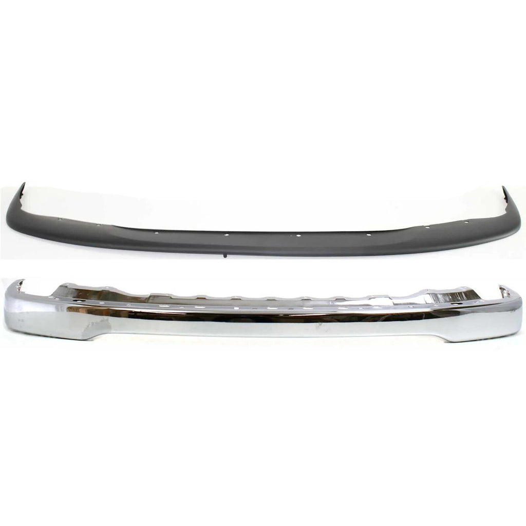Front Chrome Bumper and Upper Cover Primed For 2001-2004 Toyota Tacoma