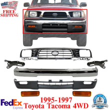 Load image into Gallery viewer, Front Bumper Chrome Steel Kit +Grille +Signal Lights For 1995-1997 Toyota Tacoma