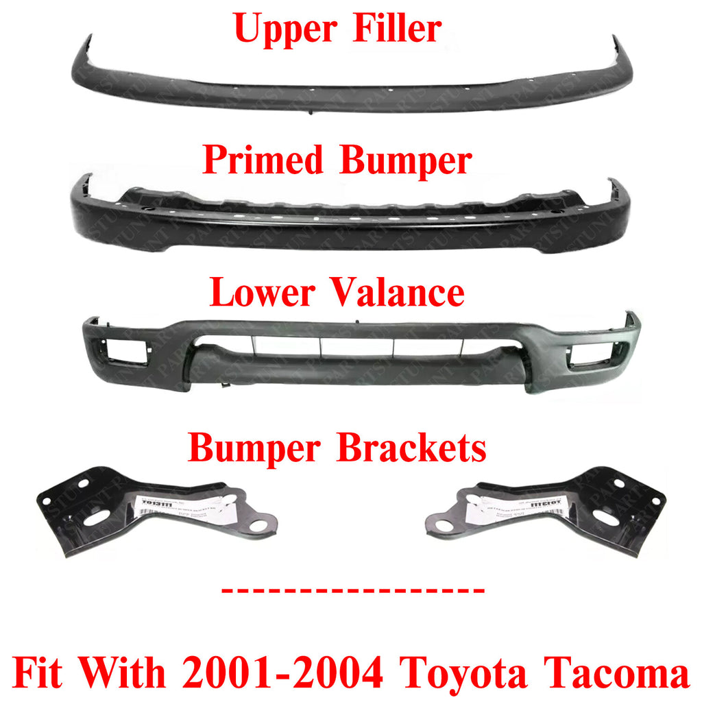 Front Bumper Primed + Filler + Valance + Brackets For 2001-2004 Toyota Tacoma