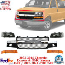 Load image into Gallery viewer, Front Grille Assembly + Headlight Kit For 2003-21 Chevy Express / GMC Savana Van