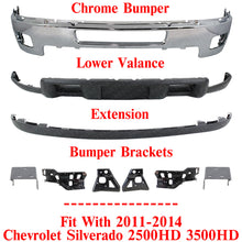Load image into Gallery viewer, Front Bumper Chrome Steel Kit With Brackets For 2011-2014 Silverado 2500HD 3500