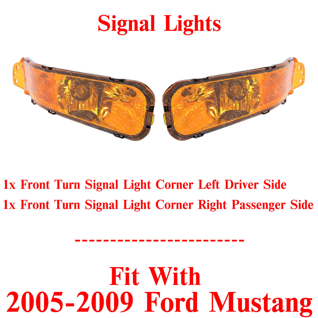 Front Turn Signal Lights Assembly Left & Right Side For 2005-2009 Ford Mustang