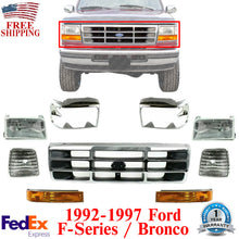 Load image into Gallery viewer, Front Grille Chrome + Headlight &Corner Lamps + Bezels For 1992-97 Ford F-Series