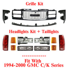 Load image into Gallery viewer, Front Grille + Fillers +Headlights Kit +Tail Lights For 1994-2000 GMC C/K Series