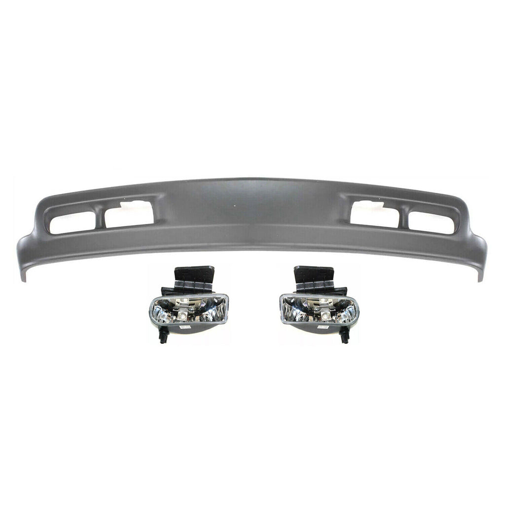 Front Lower Valance Primed + Fog Lights For 99-02 Chevy Silverado/00-04 Tahoe