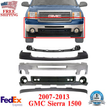 Load image into Gallery viewer, Front Bumper Chrome Steel Complete Kit For 2007-2013 GMC Sierra 1500 Pickup