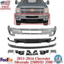 Load image into Gallery viewer, Front Bumper Chrome Steel Kit With Brackets For 2011-2014 Silverado 2500HD 3500