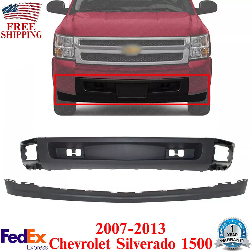 Front Bumper Lower Valance + Extension Textured For 2007-13 Chevy Silverado 1500