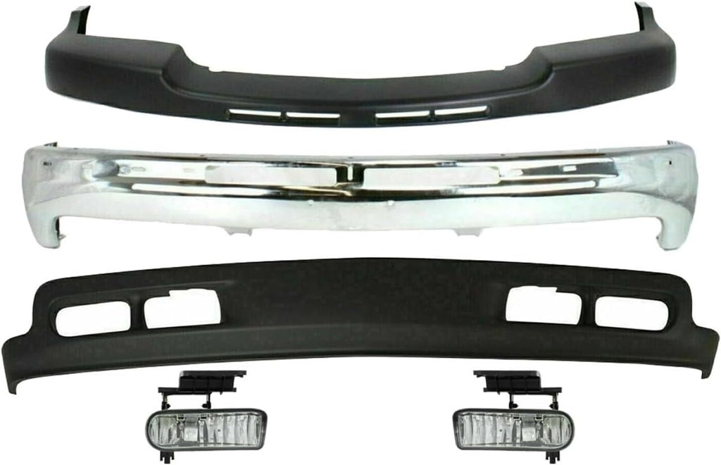 Front Bumper+Upper Cap+Valance +Fog lights For 2001-2002 Silverado 2500HD 3500HD