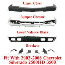 Load image into Gallery viewer, Front Chrome Bumper Kit with brackets For 2003-2006 Chevy Silverado 2500HD 3500