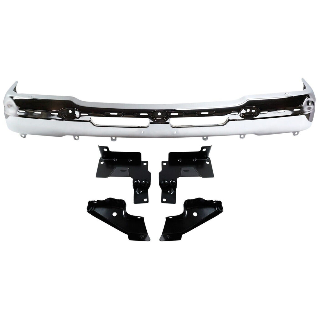 Front Bumper Chrome Steel Kit w/ Headlights Grille For 2003-2006 Silverado 1500
