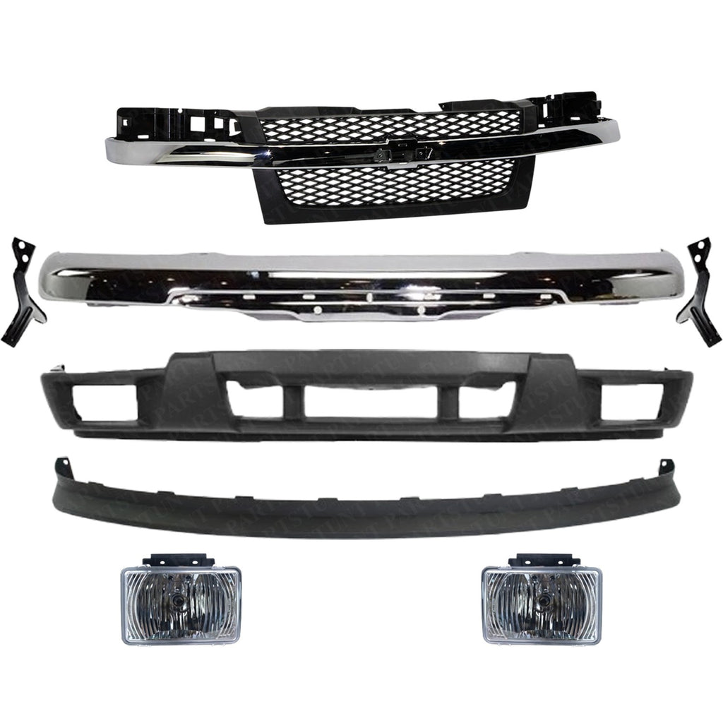 Front Chrome Bumper Kit + Fog Lights For 2004-2012 Chevy Colorado