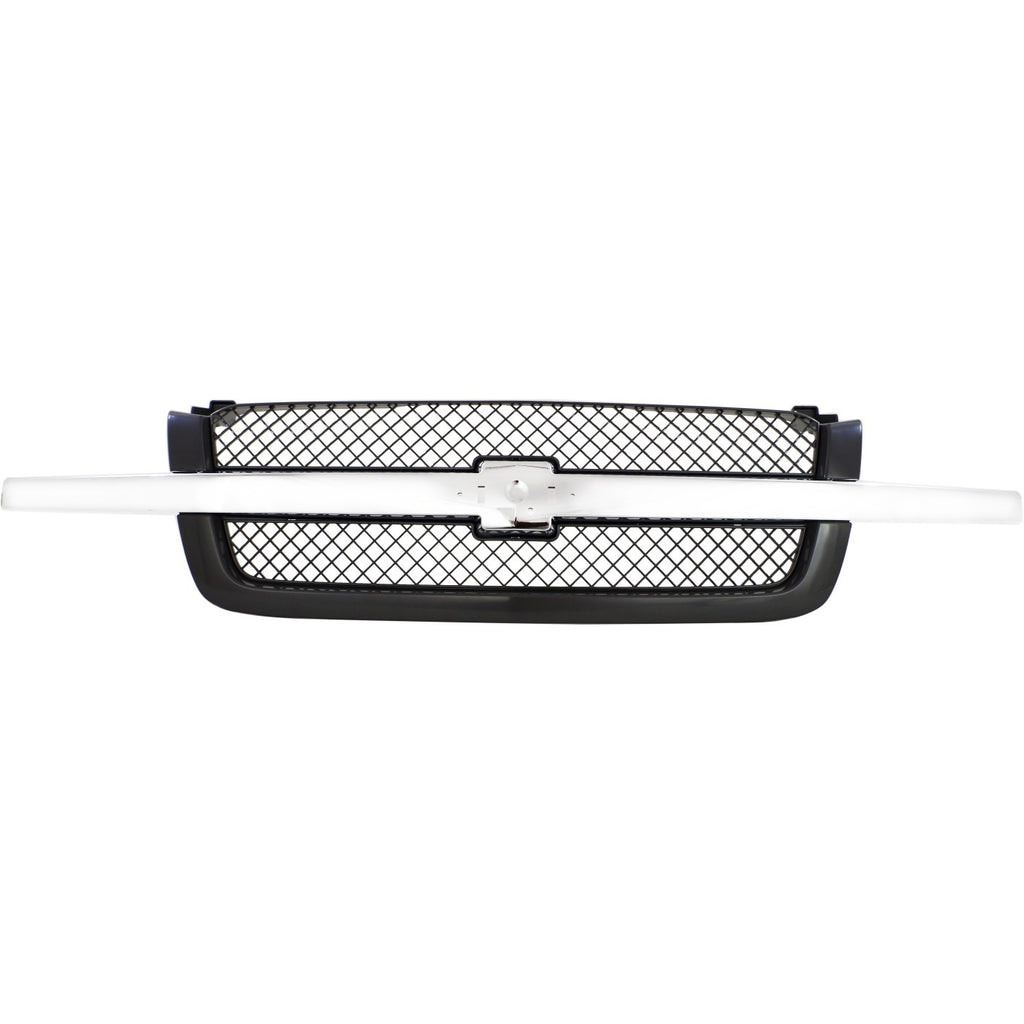 Front Chrome Bumper Kit + Brackets + Grille For 2003-2006 Chevy Silverado 1500
