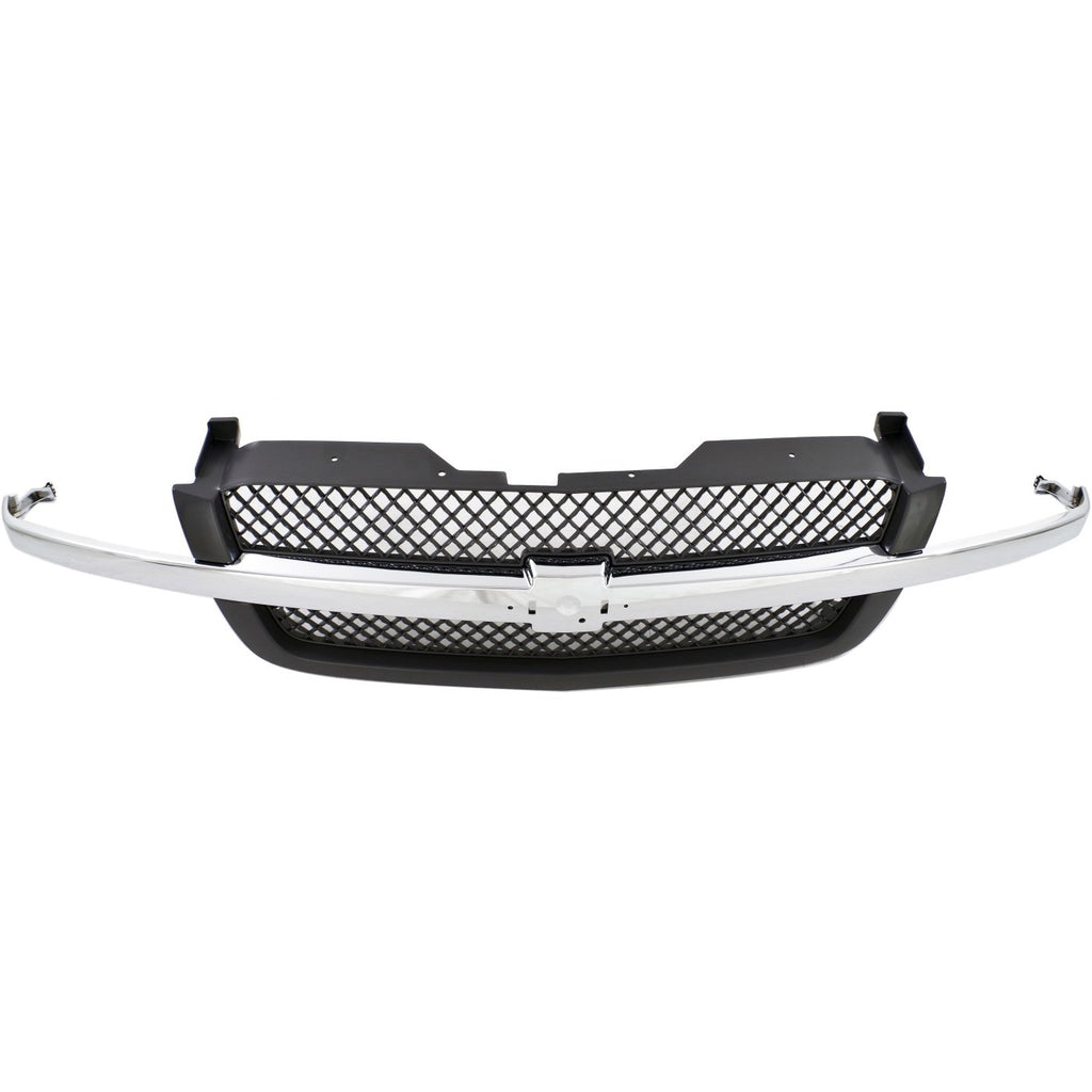 Front Chrome Bumper Kit + Brackets + Grille For 2003-2006 Chevy Silverado 1500