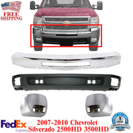 Front Bumper Chrome +Valance +End Caps For 2007-10 Chevy Silverado 2500HD 3500HD