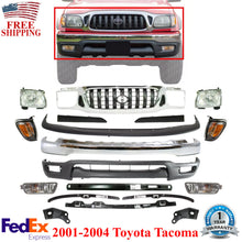 Load image into Gallery viewer, Front Bumper Chrome Complete Kit + Grille Lights For 2001-2004 Toyota Tacoma