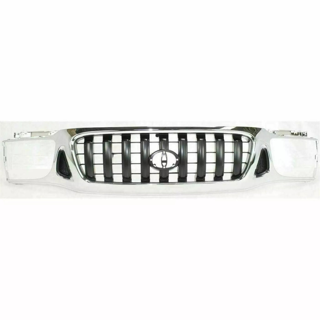 Front Grille + Bumper Chrome Kit+Brackets & Retainer Set For 01-04 Toyota Tacoma