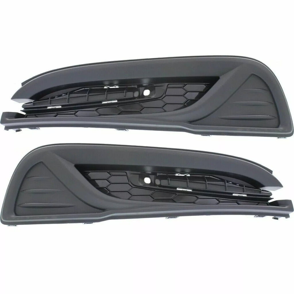 Front Bumper Grille + Molding + Fog Light Covers For 2013-2015 Honda Civic Sedan