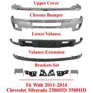 Front Bumper Kit + Brackets Set For 2011-2014 Chevrolet Silverado 2500HD 3500HD