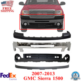 NEW Chrome Complete Front Bumper Kit For 2007-2013 GMC Sierra 1500