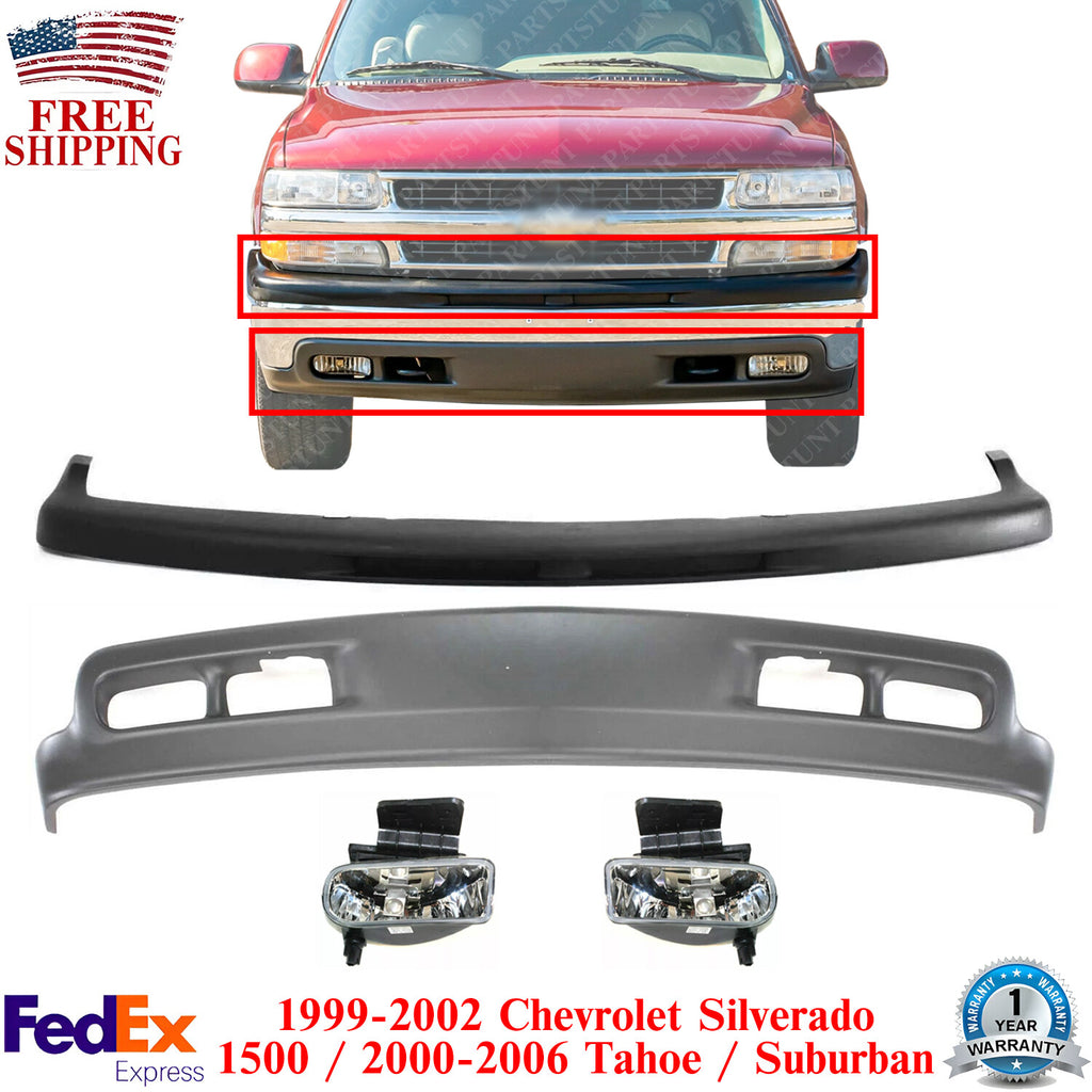 Front Bumper Upper Cover + Valance For 1999-2002 Silverado 1500 / 2000-06 Tahoe