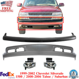 Front Bumper Upper Cover + Valance For 1999-2002 Silverado 1500 / 2000-06 Tahoe