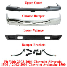 Load image into Gallery viewer, Front Bumper Chrome Steel Kit w/Brackets For 2003-2006 Chevrolet Silverado 1500