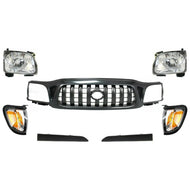 Front Grille Assembly Kit 7pcs For 2001-2004 Toyota Tacoma with Headlight Filler