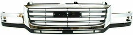 Front Bumper Chrome Kit + Grille + Lights for 2003-2006 GMC Sierra 2500HD 3500