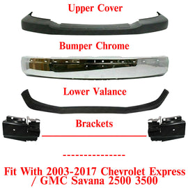 Front Bumper Chrome Kit For 2003-2017 Chevrolet Express / Savana 2500 3500