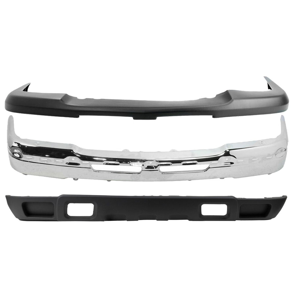 Front Bumper Chrome Steel Kit For 2003-2006 Avalanche & Chevrolet Silverado 1500