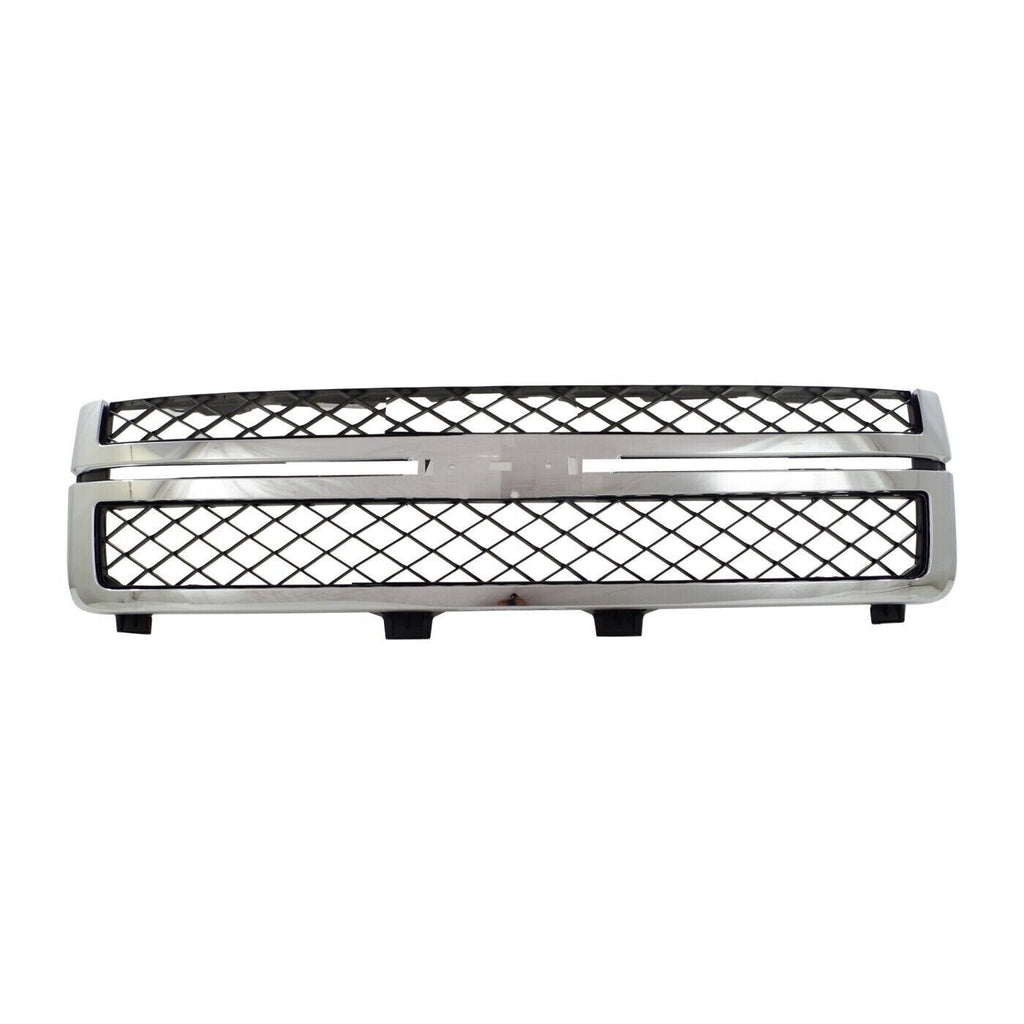Front Chrome Bumper Kit with Grille For 2011-2014 Chevy Silverado 2500HD 3500HD