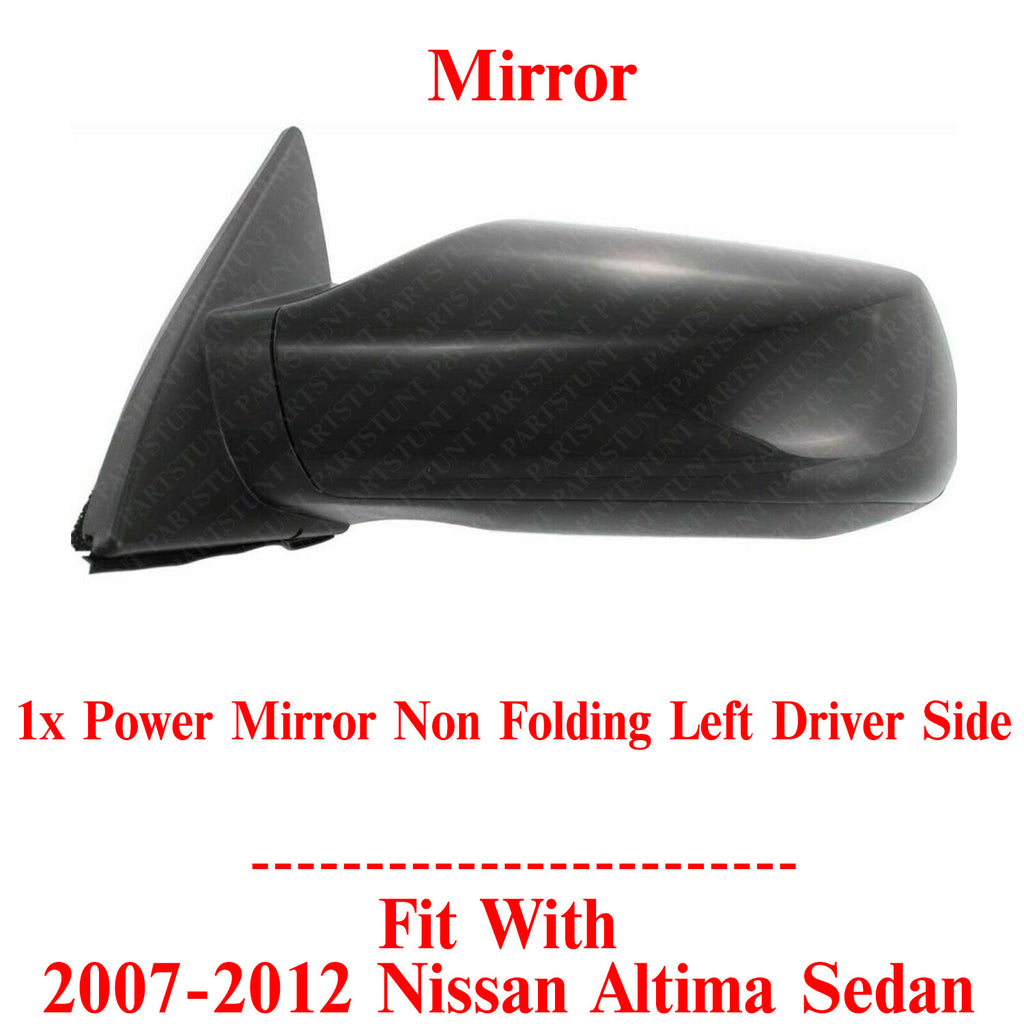 Front Power Mirror Left Driver Side Primed For 2007-2012 Nissan Altima Sedan