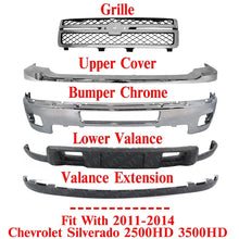 Load image into Gallery viewer, Front Chrome Bumper Kit with Grille For 2011-2014 Chevy Silverado 2500HD 3500HD