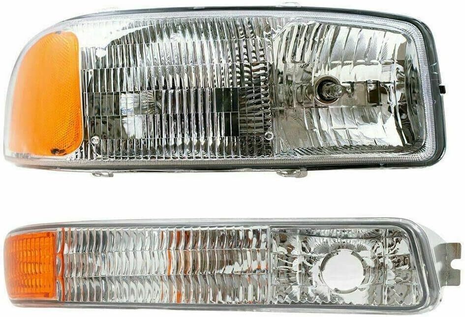 Front Bumper Chrome Kit + Grille + Lights for 2003-2006 GMC Sierra 2500HD 3500