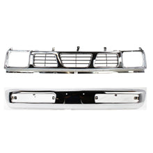 Load image into Gallery viewer, Front Bumper Chrome Steel + Grille Shell and Insert For 1996-1997 Nissan Pickup