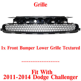 Front Bumper Lower Grille Textured Black Plastic For 2011-2014 Dodge Challenger