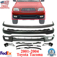 Front Bumper Primed Kit With Brackets & Retainer Pair For 01-04 Toyota Tacoma