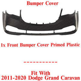 Front Bumper Cover Primed For 2011-2020 Dodge Grand Caravan