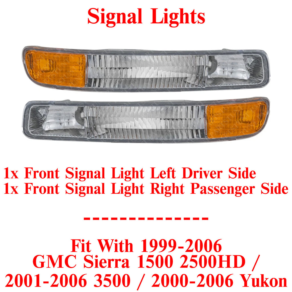 Front Parking Turn Signal Lights For 1999-2006 GMC Sierra Yukon XL