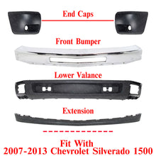 Load image into Gallery viewer, Front Bumper Chrome + Valance + Extnsion + Caps For 2007-13 Chevy Silverado 1500