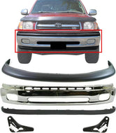 Front Bumper Chrome Steel + Valance + Upper Cover For 2000-2006 Toyota Tundra