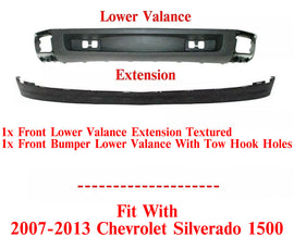 Front Bumper Lower Valance + Extension Textured For 2007-13 Chevy Silverado 1500