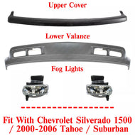 Front Bumper Upper Cover + Valance For 1999-2002 Silverado 1500 / 2000-06 Tahoe