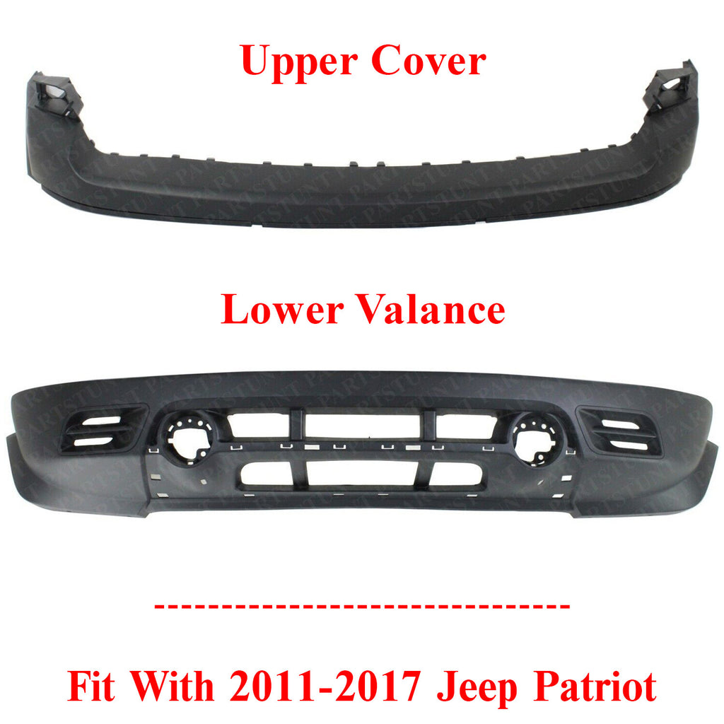 Bumper Cover For 2011-2017 Jeep Patriot Front Upper and Lower With Molding Hole
