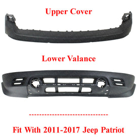 Bumper Cover For 2011-2017 Jeep Patriot Front Upper and Lower With Molding Hole