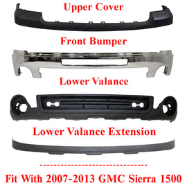 NEW Chrome Complete Front Bumper Kit For 2007-2013 GMC Sierra 1500