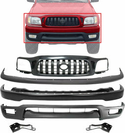 Front Bumper Primed Kit + Grille + Brackets For 2001-2004 Toyota Tacoma