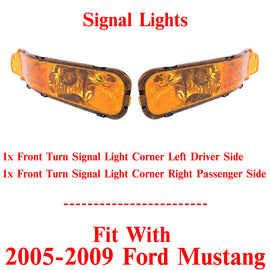 Front Turn Signal Lights Assembly Left & Right Side For 2005-2009 Ford Mustang
