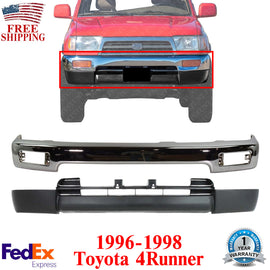 Front Bumper Face Bar Chrome + Lower Valance Primed For 1996-1998 Toyota 4Runner